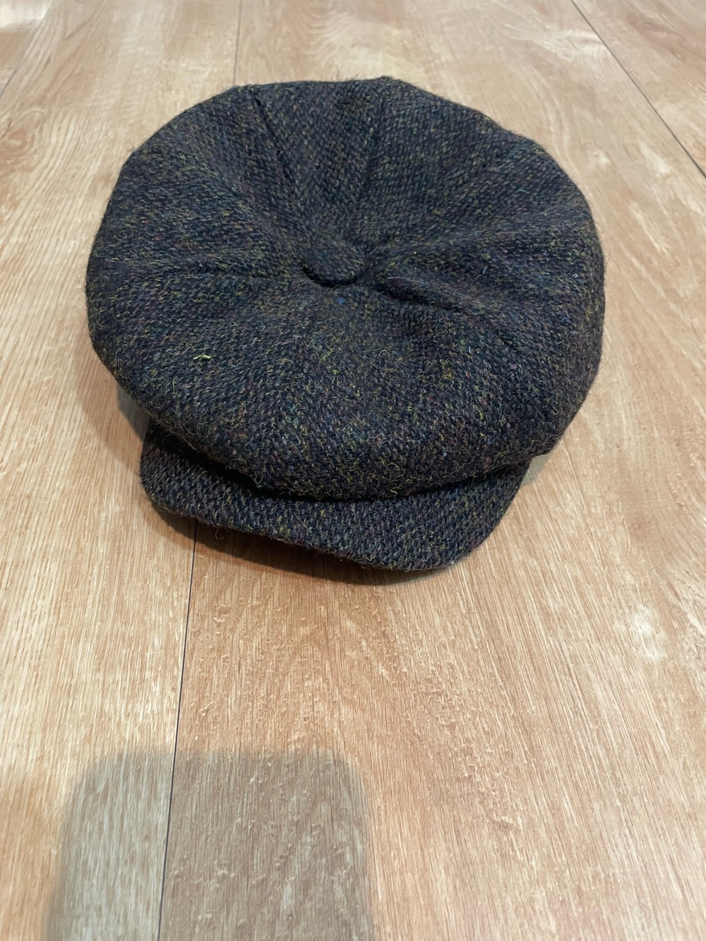 Borges & Scott Harris Tweed Newsboy Cap Brown Fleck 100% Wool Baker Boy Hat S 56